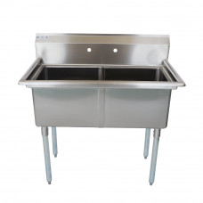41" 18-Ga SS304 Two Compartment Commercial Sink 18" x 18" x 12" Bowl