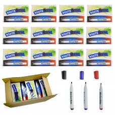 Whiteboard Marker Pen Bullet Tip 3 Colors (Black,Red,Blue) Set of 144