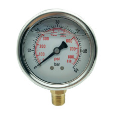 2.5 Inch-Pressure Gauge1/4" NPT 0-850Psi / 0-60Bar Bottom Entry SS304