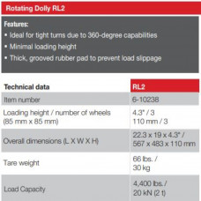 Rotating Dolly 2 Ton Capacity RL2