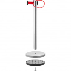 Crowd Control Stanchion 36"H Stainless Post 9.8' Red Belt