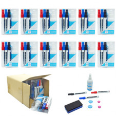 Whiteboard Marker Pen Set (Markers,Magnets,Eraser,Cleaner) Pack of 12