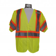 XL Safety Vest  Premium Type R Class 3 Lime Two-tone Breakaway Mesh