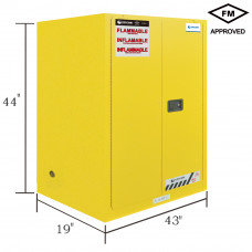 FM Approved 30gal Flammable Cabinet 44x 43x 19" Self-closing Door