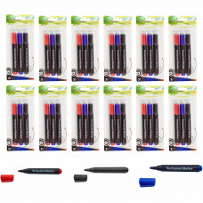 Permanent Marker Pen Bullet Tip 3 Colors (Red,Blue,Black) Set Of 36