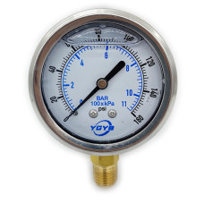 2.5 Inch Filled Pressure Gauge Bottom Connection 1/4