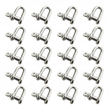 20pcs D Shackle 304 Stainless Steel 3/16” Body Size 1/4" Pin Dia