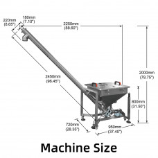 Auger Elevator Screw Conveyor Feeder With 100L Capacity Hopper 220V 3Phase 22Gal Capacity Hopper