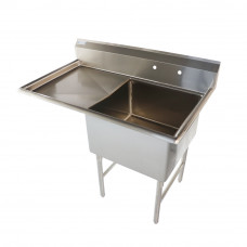 38" 16-Ga SS304 One Compartment Commercial Sink Left Drainboard
