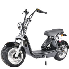 3000W Fat Tire Electric Scooter With Backrest 60V 25Ah  Lithium Battery Max Speed 44Mileph Double Seat Electric Scooter For Adult , Black