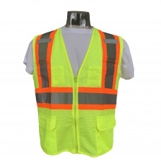 4XL Safety Vest Type R Class 2 Classic Mesh Two-Tone with 8 Pockets