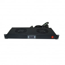1U Rack Mount Cooling System with 2 Fans Temperature Set and Display