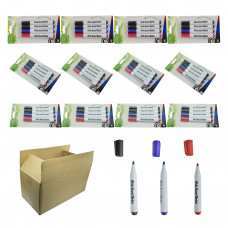 Whiteboard Marker Pen Bullet Tip 3 Colors (Black,Red,Blue) Set of 48