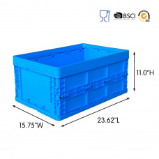 52 Liter Collapsible Crate without Lid 23.62"L x 15.75"W x 11.0"H Blue