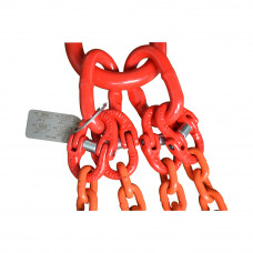 4 Leg 7/32" x 3' Chain Sling w/Self-Locking Hooks Grade 80, 2400lb WLL