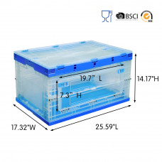 80 Liter Collapsible Crate with Lid 25.59"L x 17.32"W x 14.17"H Clear