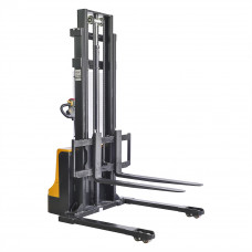 Full Powered Electric Straddle Stacker 2200 Lb. 118" Lift With Adj. Forks