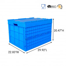 176 Liter Collapsible Crate with Lid 29.92" x 22.83" x 20.47" Blue