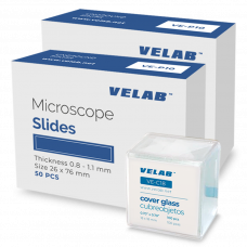 VELAB 100 pcs VE-P10 Microscope Slides & 100 pcs VE-C18 (18X18 mm) cover glasses