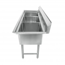 50 1/2" 18-Ga All Stainless Steel 3 Compartment Sink 18"x18"x12" Bow
