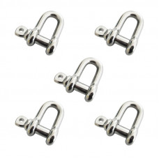5pcs D Shackle 304 Stainless Steel 1/2” Body Size 5/8" Pin Dia