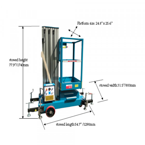 Single Person Push around vertical Mast Lift 32 feet  capacity 265 lbs