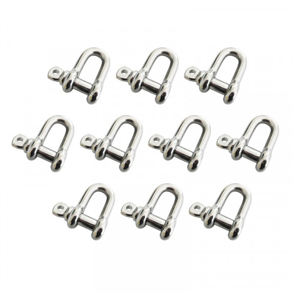 10pcs D Shackle 304 Stainless Steel 5/16” Body Size 3/8" Pin Dia