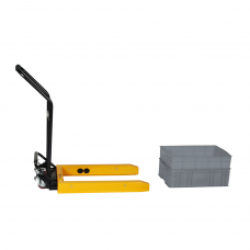 Lift Trucks for Straight Wall Movable Containers Including Two Plastic