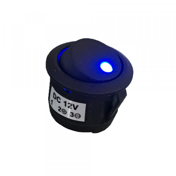 Blue Illuminated Round Rocker Switch SPST ON-OFF 16A/125V 10A/250V 3 Pin