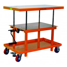 Bolton Tools 2200lb Capacity Post Lift Table 24" x 41 59/64" Table Size Hand Crank Operated Hydraulic Lift Table