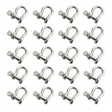 20pcs Anchor Shackle 304 Stainless Steel 3/16” Body Size 1/4" Pin Dia