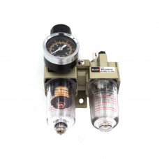 Pneumatic 1/4" NPT Air Compressor Water Separator -Compressed Air Filter Regulator Lubricator Combo AC2010-02 Manual Drain 0-150 PSI 40μm Brass