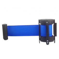 Retractable Belt Stanchion 39"H Black Steel Post 8' Blue Belt