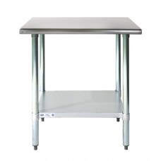 30" x 30" 18-Gauge 430 Stainless Steel Commercial Kitchen Work Table