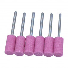 3/8" (D) x 3/4" (T) x 1/8" Shank (D), W177, Cylinder End Vitrified Aluminum Oxide Mounted Points, Grit 60, Abrasive, 6 Pcs, Made In Taiwan