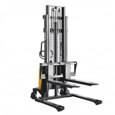 Semi-Electric Straddle Stacker 2200 LB. 118" Lift with Adj. Forks