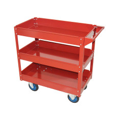 31'' x 16'' 3 Shelf Heavy Duty Steel Service Cart 330lb Capacity Red