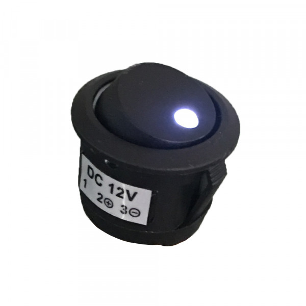 White Illuminated Round Rocker Switch SPST ON-OFF 16A/125V 10A/250V 3 Pin