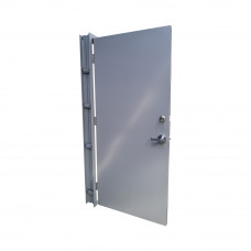 36 in. x 84 in. Fire-Rated Gray Right-Hand Flush Steel Prehung Commercial Door with Welded Frame, Deadlock and Hardware