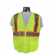 XL Safety Vest Type R Class 2 Classic Mesh Two-Tone with 8 Pockets