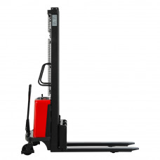 Semi-Electric Stacker 2200 LB. 118" Lift Semi-Electric Forklifts Stackers With Fixed Legs & Adj. Forks