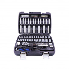 1/4, 3/8 Inch Drive Socket Set With Pear Head, 96Pcs, SAE/Metric, With 72 Teeth Reversible Ratchet, Made In Taiwan