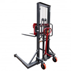 2200lb Manual Stacker With Adjustable Fork Straddle Legs  63" Lift Height 45-1/4" Fork Length 49-1/5" Leg Width