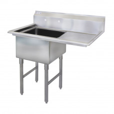 38" 16-Ga SS304 One Compartment Commercial Sink Right Drainboard