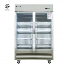 Bolton Tools Double Glass Door 49 cu.ft. Reach-In Commercial Refrigerator 54"W Cooler Stainless Steel Restaurant Refrigerators ETL Certification