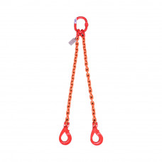 Grade 80 2-Leg 7/32" x 5‘ Chain Sling w/ Self-Locking Hook 2400lbs WLL