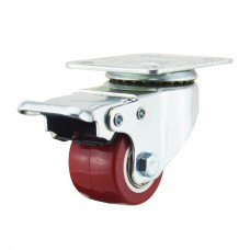 1.5" Swivel Plate Caster 110lb Capacity Polyurethane With Double Brake