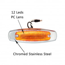 Led Trailer Clearance Side Marker Lights Amber With Chrome bezel