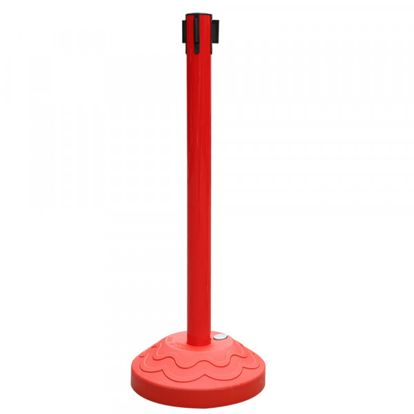 37.5"H Red Post 9.8' Red Belt Red Base Crowd Control Stanchion