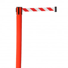 Crowd Control 36"H Red Plastic Post 10' Red/White Belt Grey Base